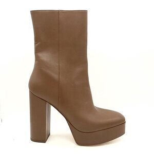 NEW Stuart Weitzman Party Zip Boots Womens 9 Brown Leather Platform Designer
